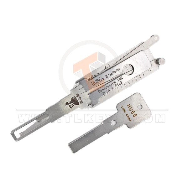 Original Lishi lock Pick car key Decoder 2-in-1 HU66 V.3 Status Genuine