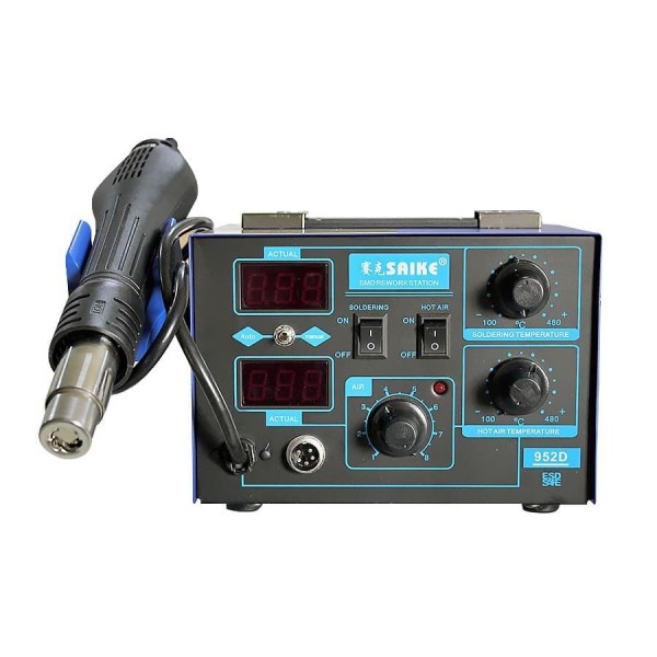 saike 952d 2-in-1 220v soldering station 700W hot air solder Battery Type CR2025