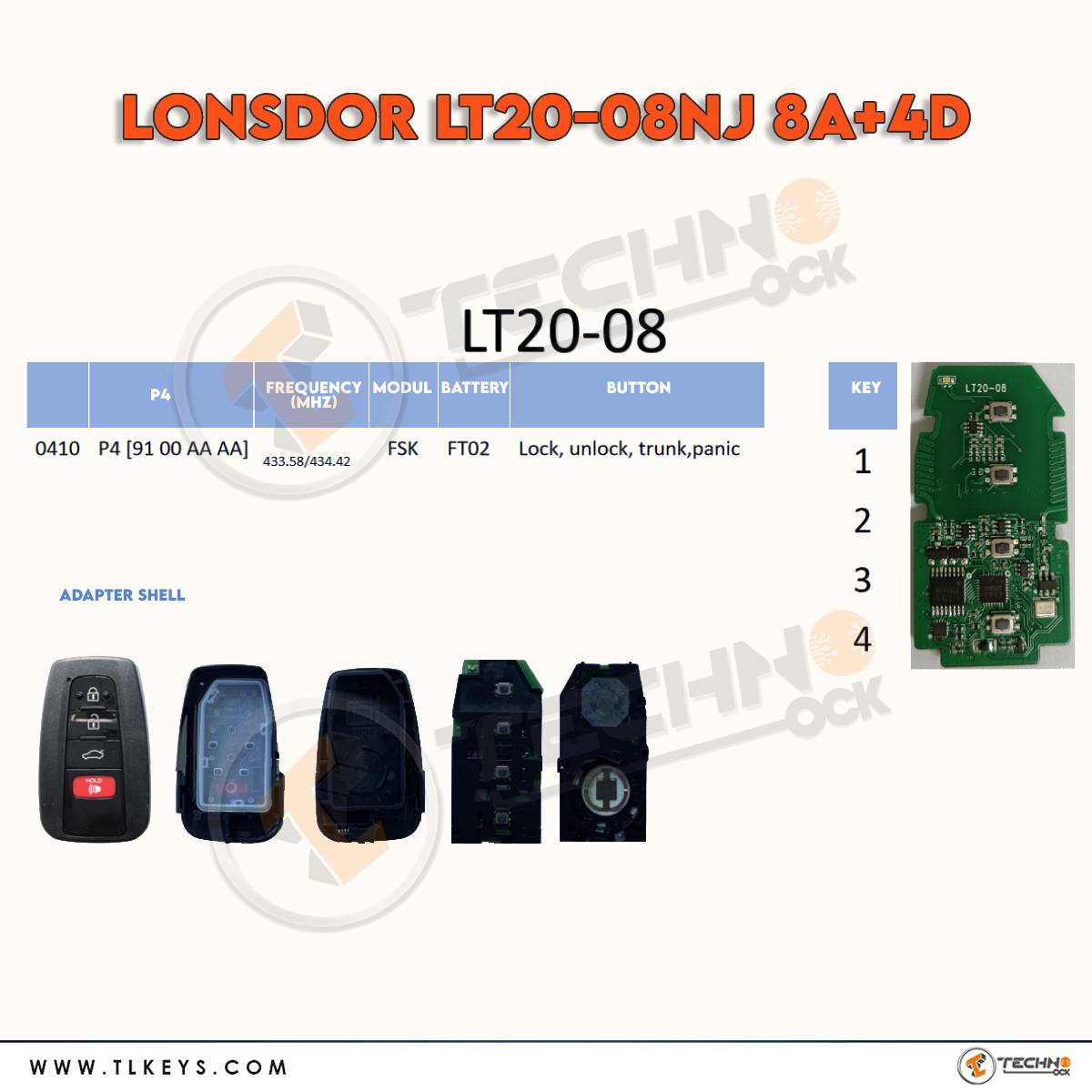  LT20-08 8A+4D update version of 8A universal smart key