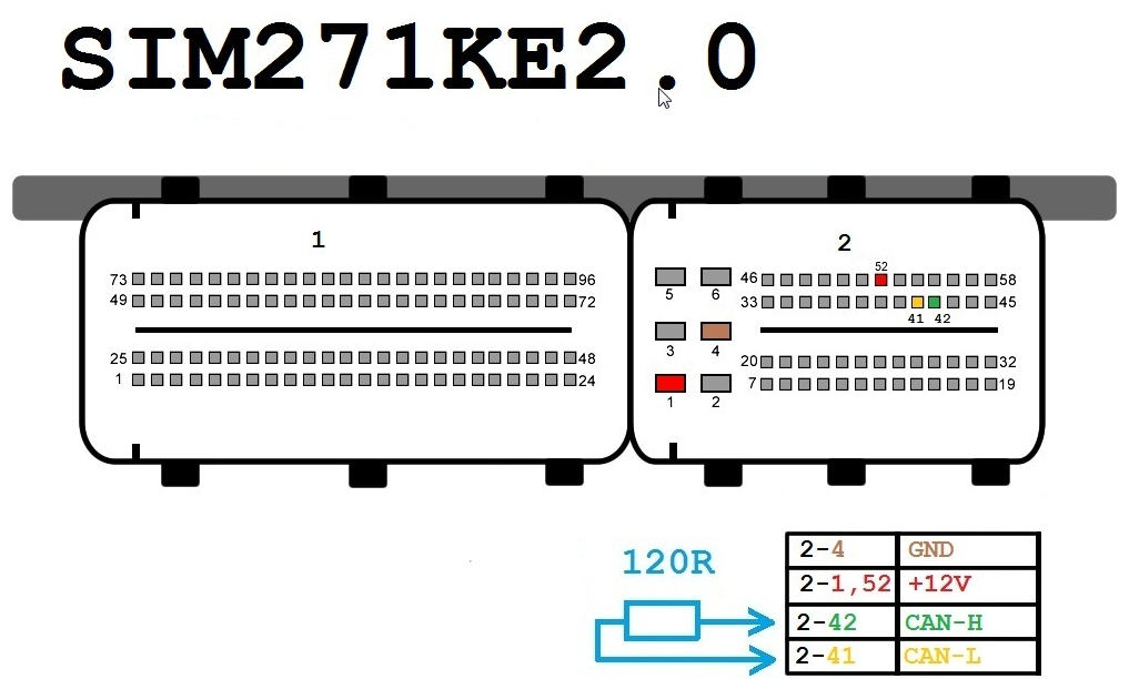 Connection Diagram ECU by VVDI MB SIM271KE2-0