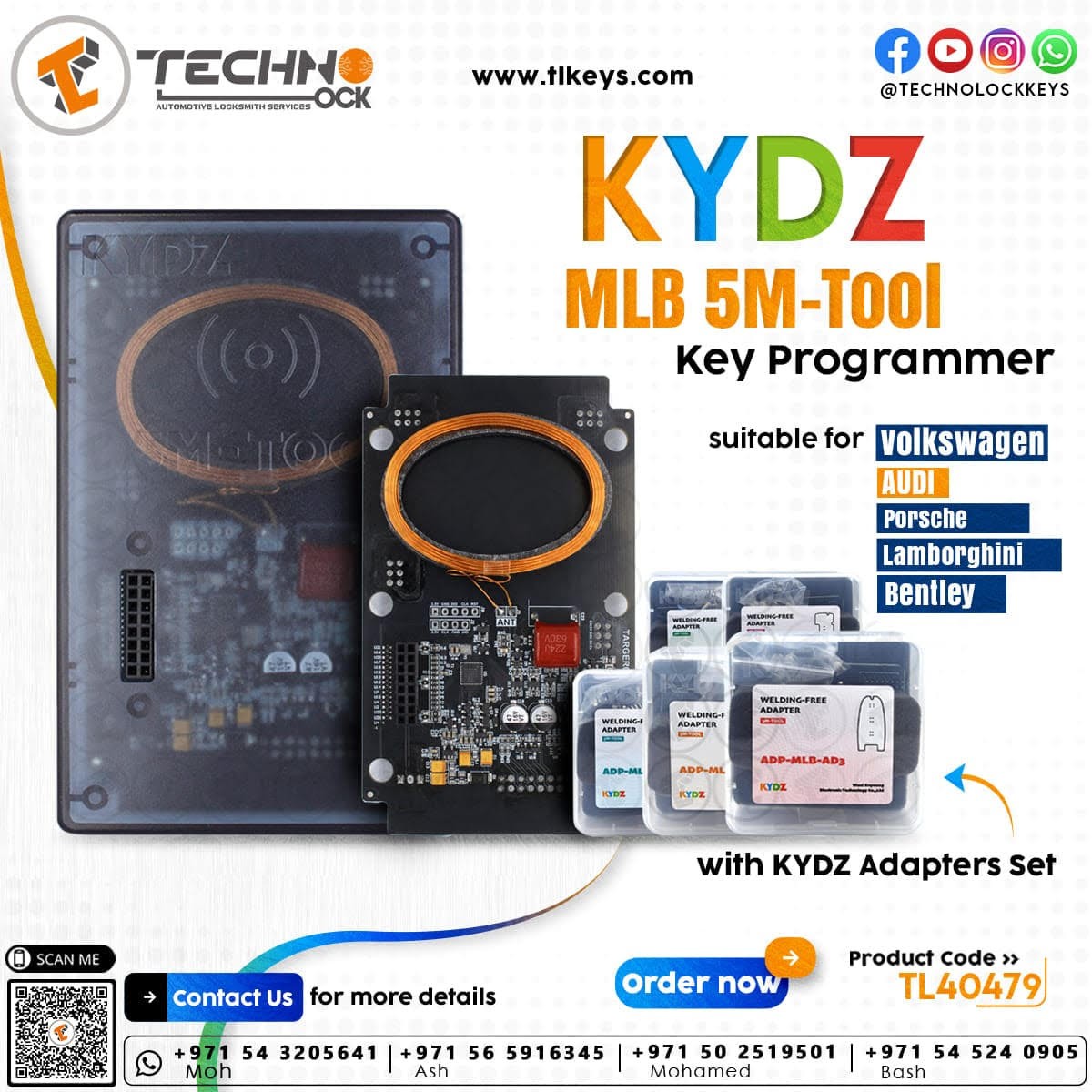 KYDZ MLB 5M-Tool Key Programmer with KYDZ Adapter Set