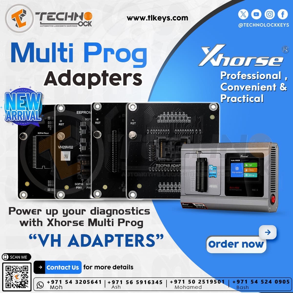 Xhorse Multi Prog Adapters offer professional, convenient, and practical diagnostic solutions.