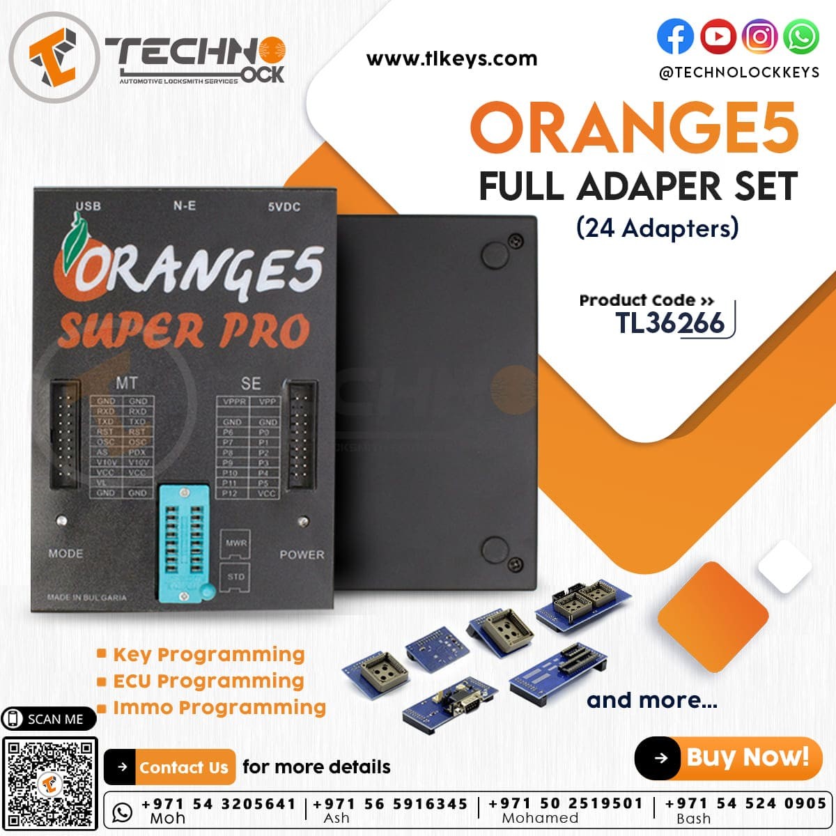 Orange5 Programmer: ECU Programming Tool with 24 Adapters for Automotive Professionals