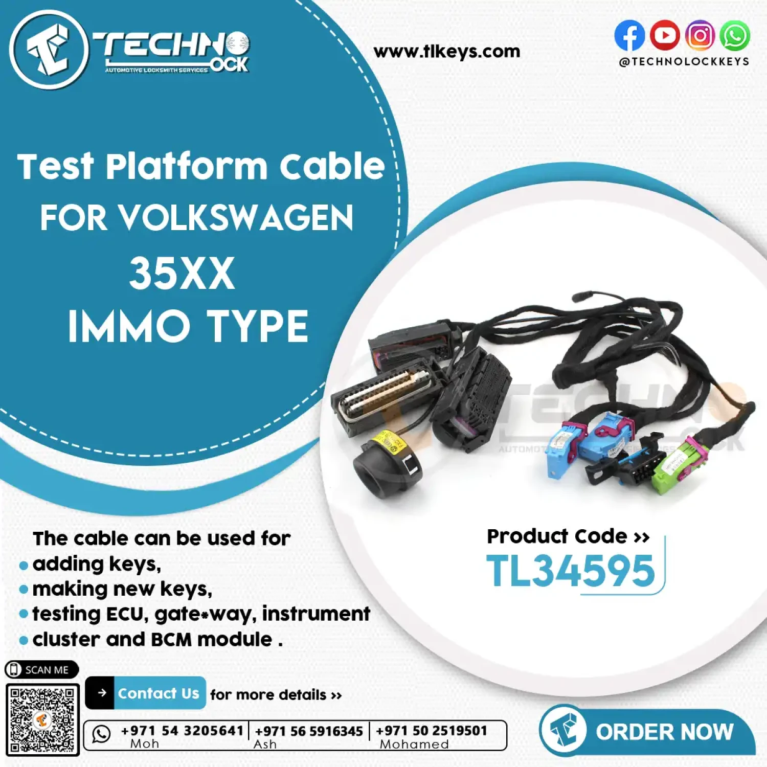 Volkswagen 35XX IMMO Test Platform Cable for diagnostic and programming your Passat's ECU, IMMO, and BCM