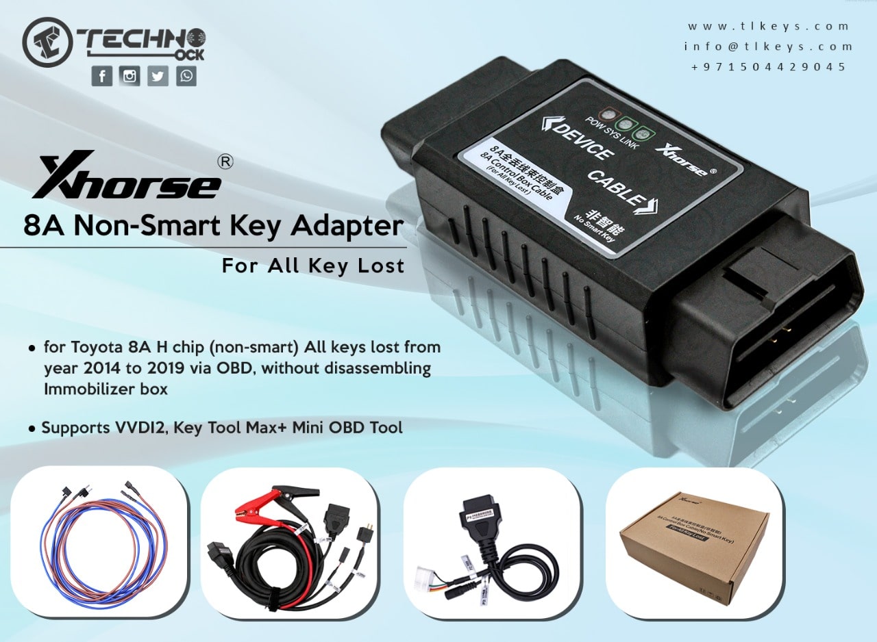 for Toyota 8A H chip (non-smart) All keys lost from the year 2014 to 2019 via OBD