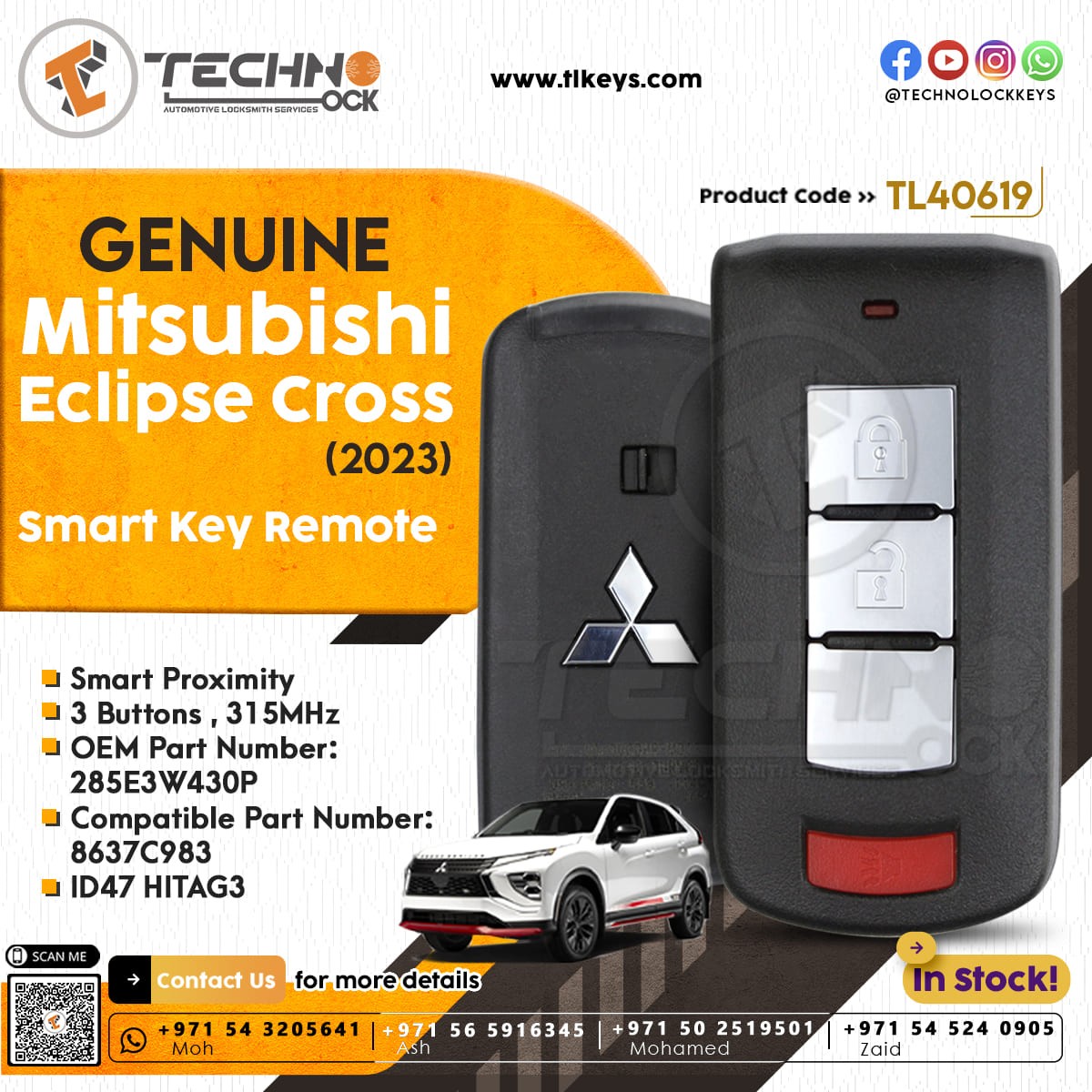 Genuine Mitsubishi Eclipse Cross 2023 Smart Remote Key