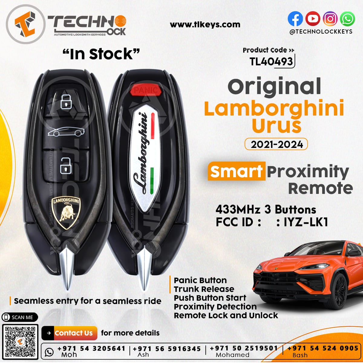 Lamborghini Urus smart key FCC ID: IYZ-LK1