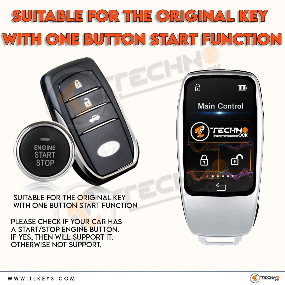 Suitable for an original key with a one-button start function
