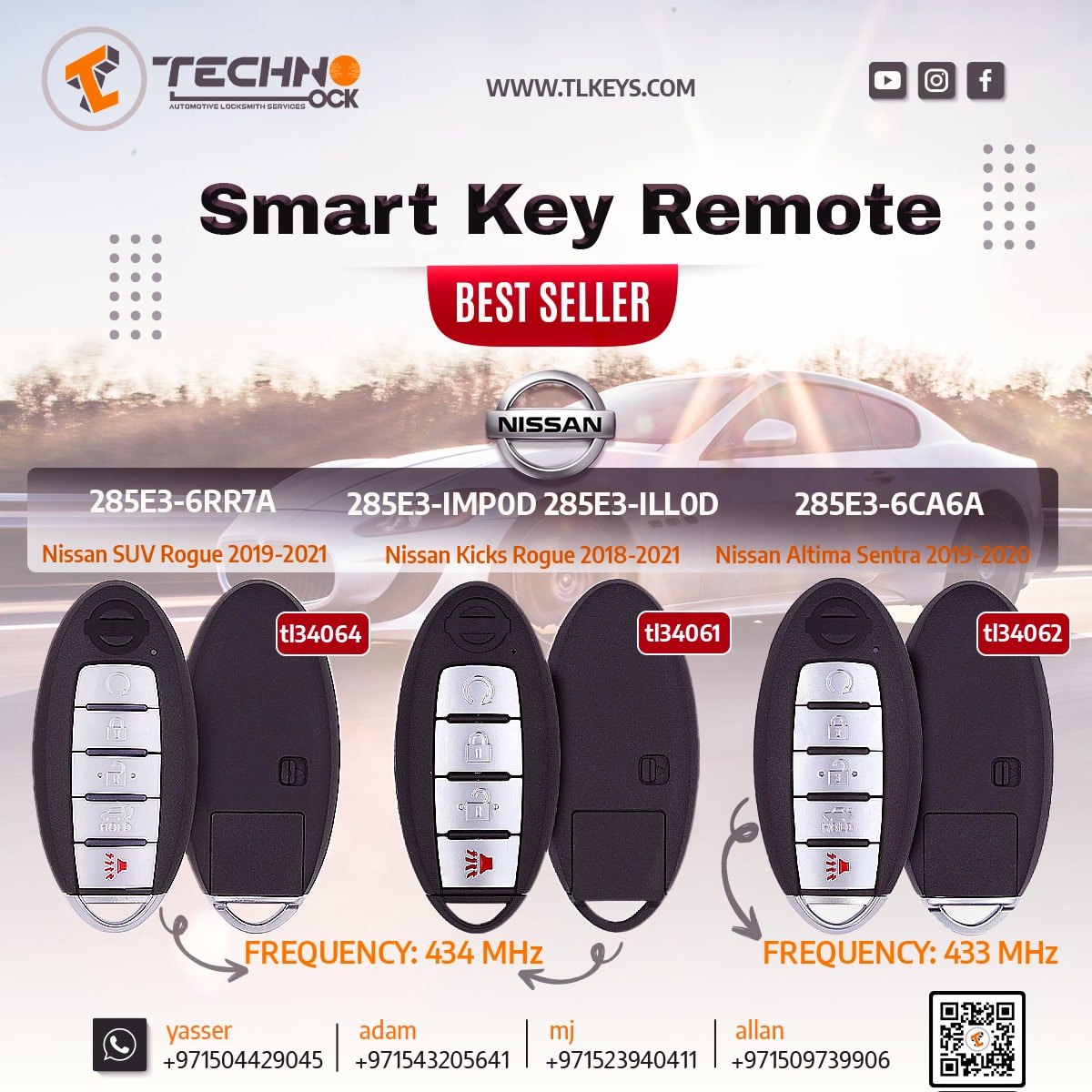  fits 2019-2021 Nissan Rogue Smart Key Fob Keyless Entry Remote