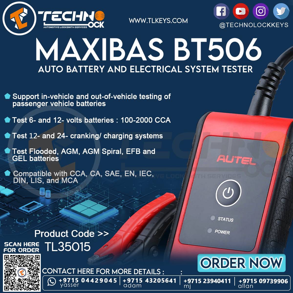 BT506 is a complete charging and starting system test