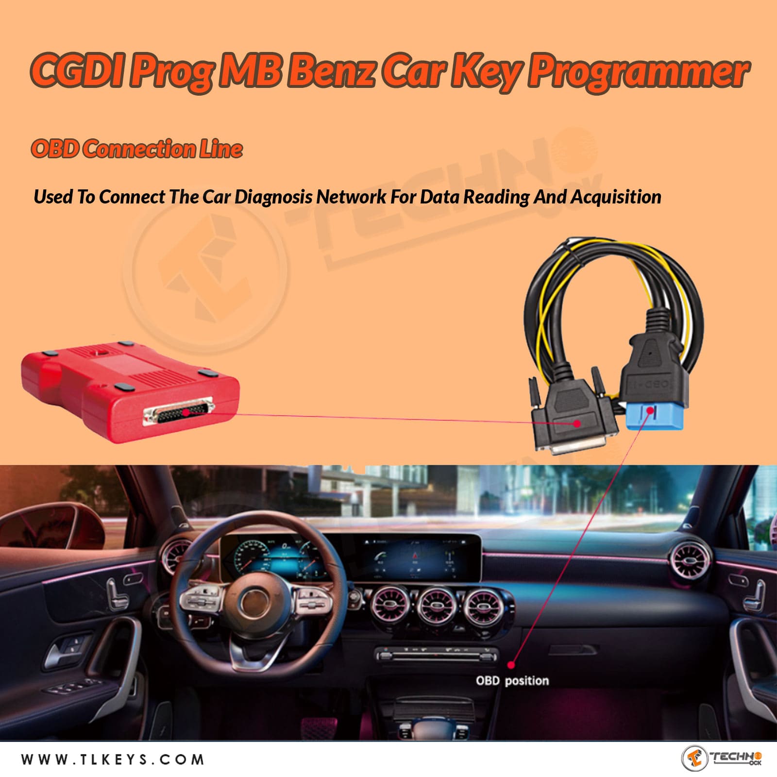 GDI MB Prog Mercedes Benz Key Programmer Obd Connection Line
