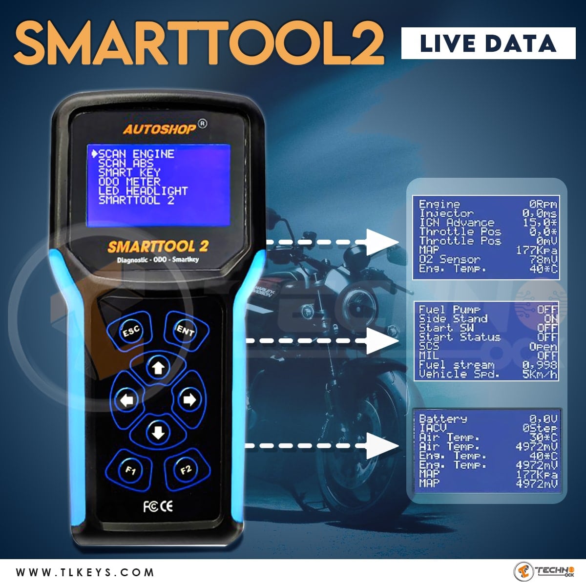 motorbike scanner smarttool ECO Programming smart key and ODO Motorcycle scanner