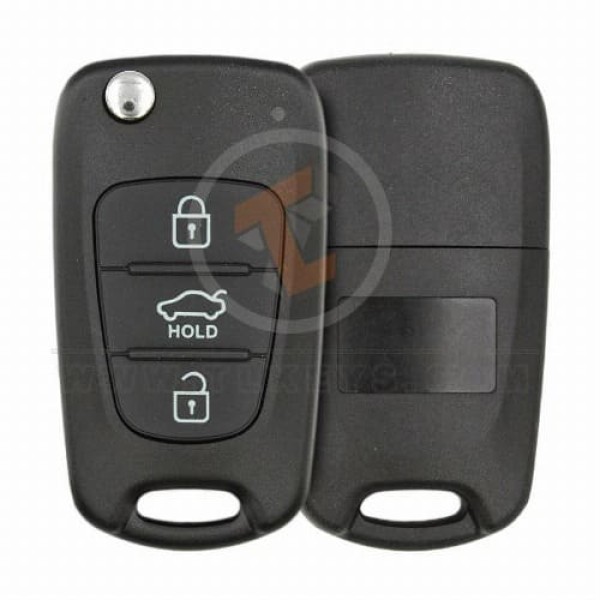 hyundai sedan flip key remote shell 3 buttons small trunk main 33369 - thumbnail