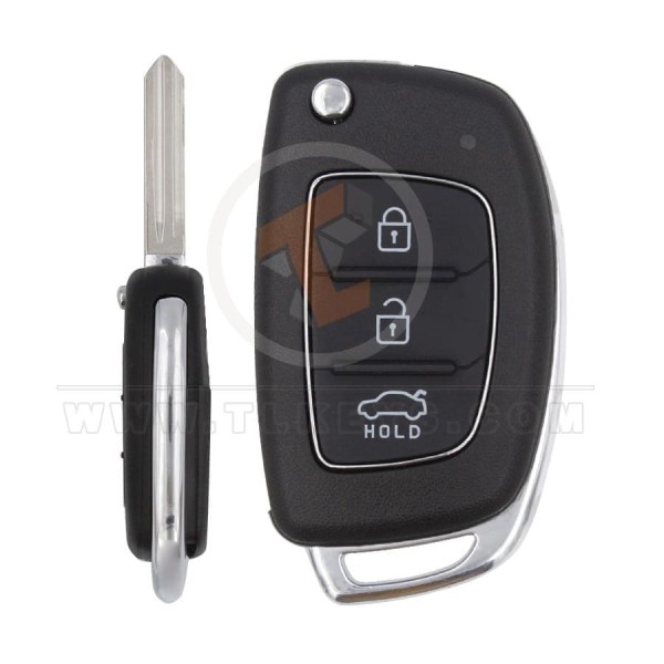 hyundai elantra 2014 flip key remote shell 3buttons sedan trunk with hyn14r blade aftermarket main 34882 - thumbnail