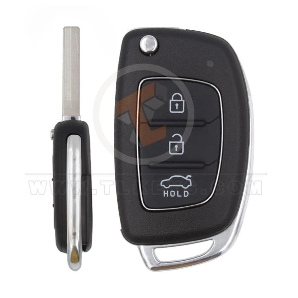 hyundai flip key remote shell 3buttons sedan trunk right groove laser blade aftermarket main 34880 - thumbnail