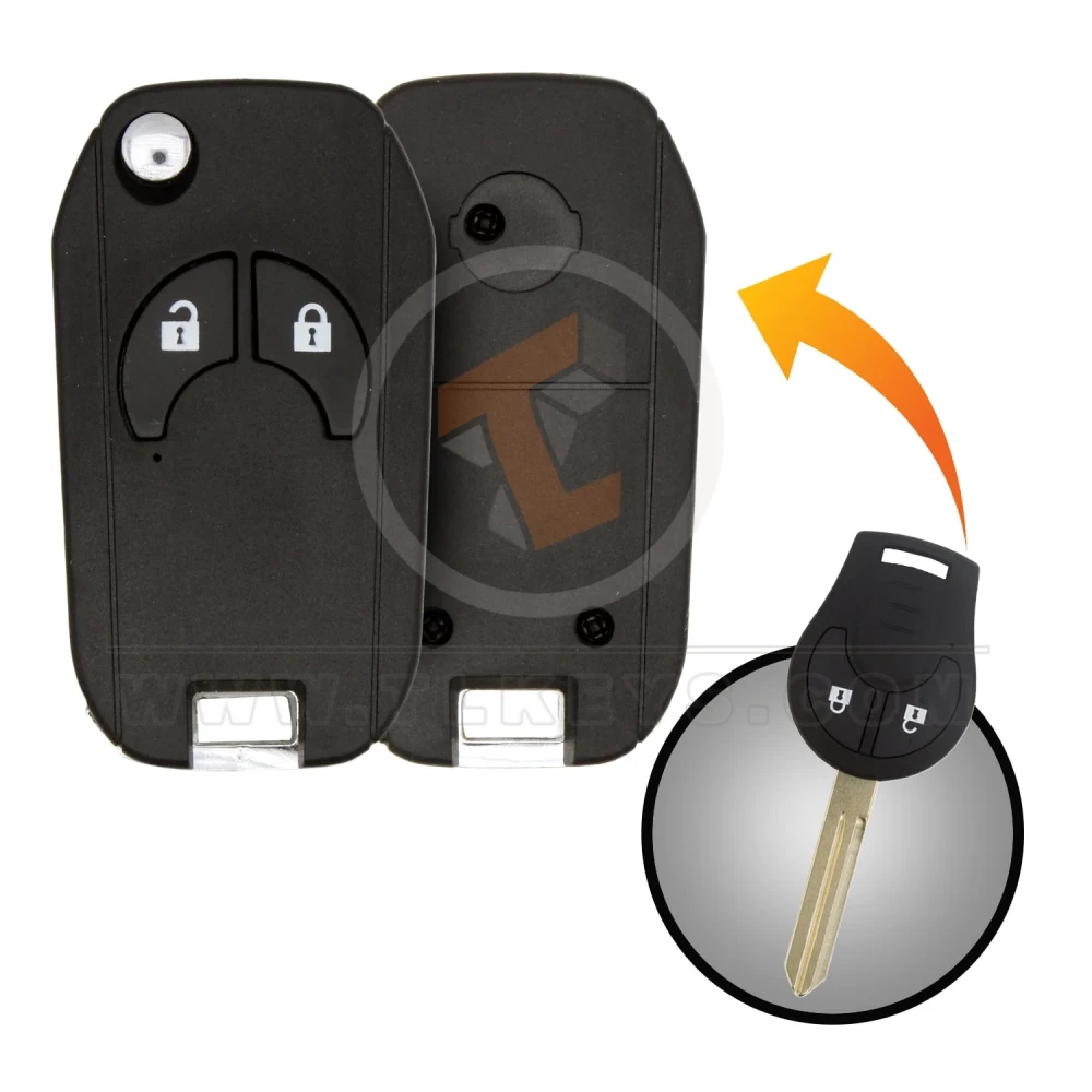 Nissan sunny modified flip remote key shell 2 buttons details