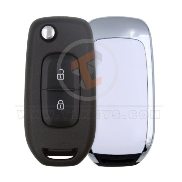 renault flip key remote shell 2buttons with white back cover aftermarket 34974 main - thumbnail