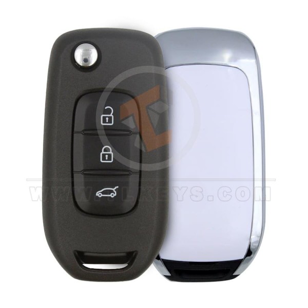 renault flip key remote shell 3buttons with back cover aftermarket 34973 main - thumbnail