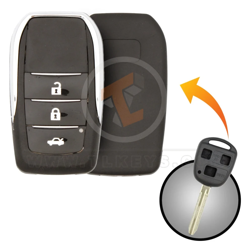 Modified Toyota 2003 2009 Flip Key Remote Shell 3 Buttons