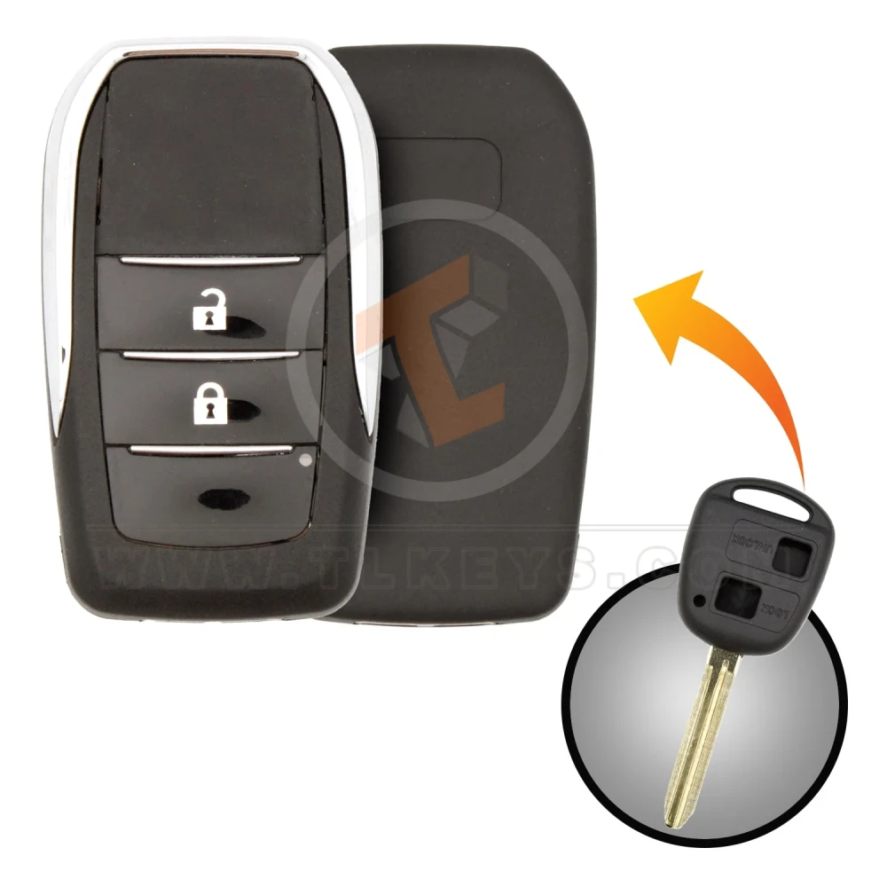 Modified Toyota 2003 2009 Flip Key Remote Shell 2 Buttons