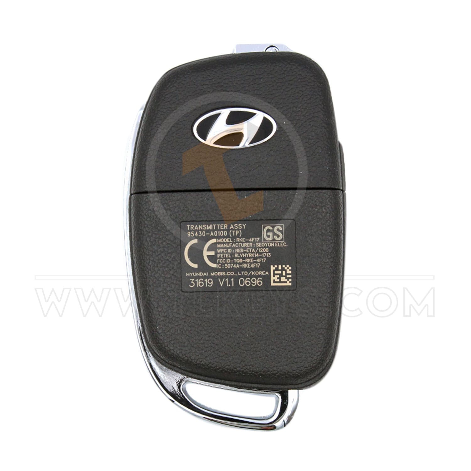 Véritable clé à distance Hyundai P/N : 95430-A0100 433 MHz 3 boutons transpondeur ID 47.