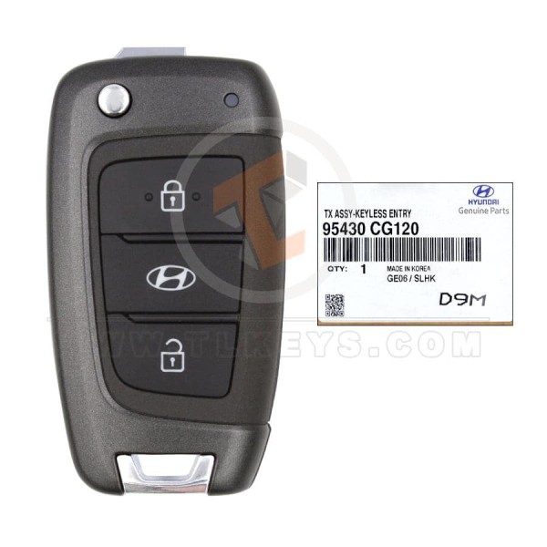 Control remoto con llave abatible original Hyundai Santro 2021 P/N: 95430-CG120 Control remoto con llave abatible tipo control remoto de 433 MHz