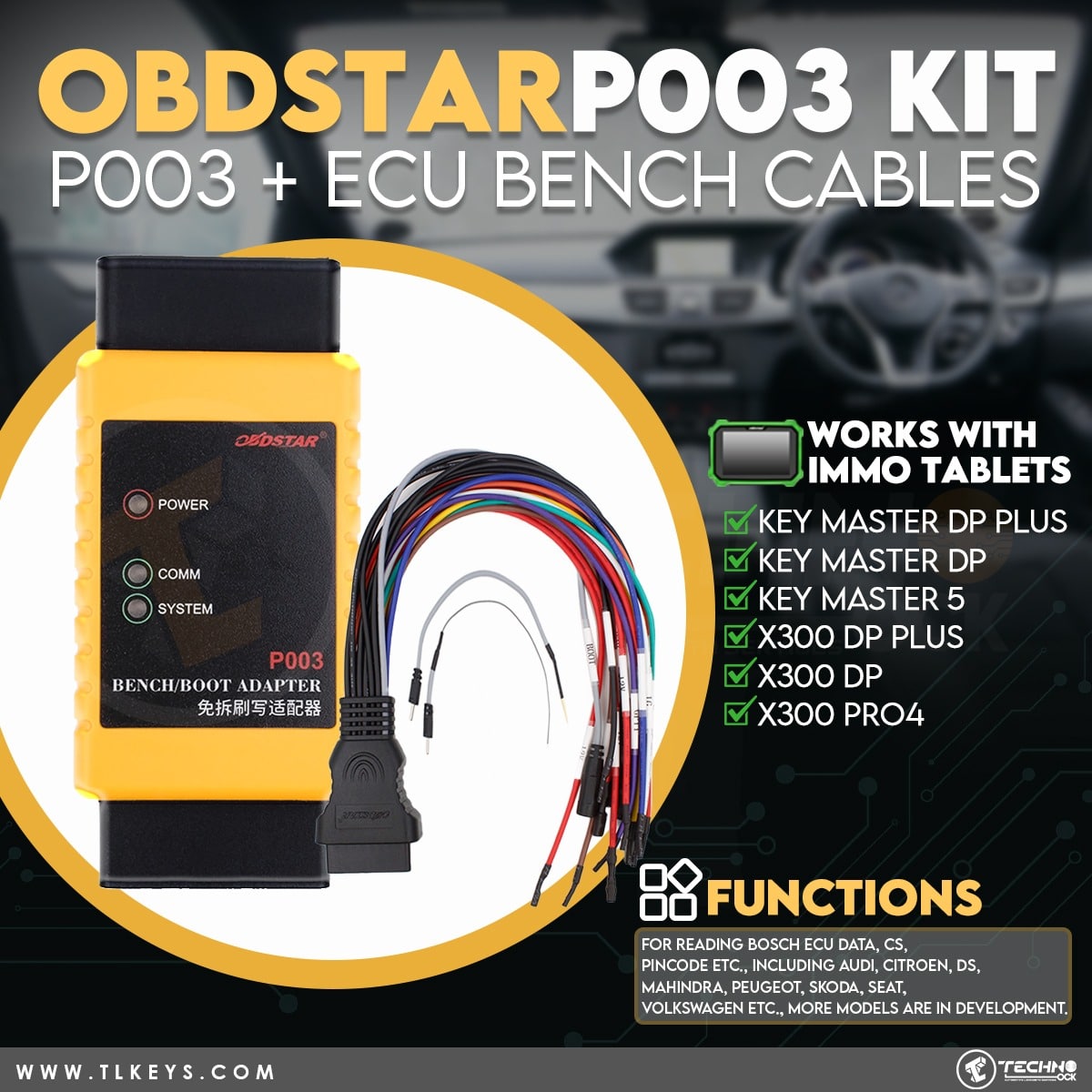 OBDSTAR P003 KIT Adapter with ECU Bench Cables Working With OBDSTAR X300 DP/ X300 DP PLUS/ X300 PRO4/ Key Master DP