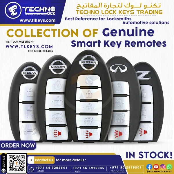 A collection of genuine smart key remotes from various car manufacturers